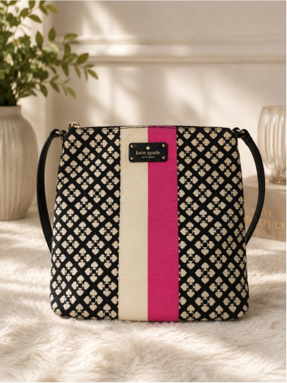 Kate Spade Crossbody Bag Black Beige Pink
